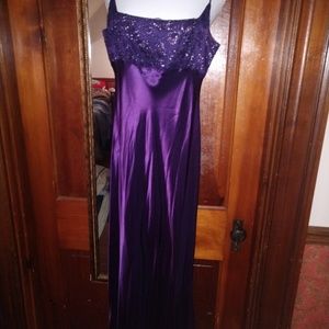 Slip dress - purple satin & sequin